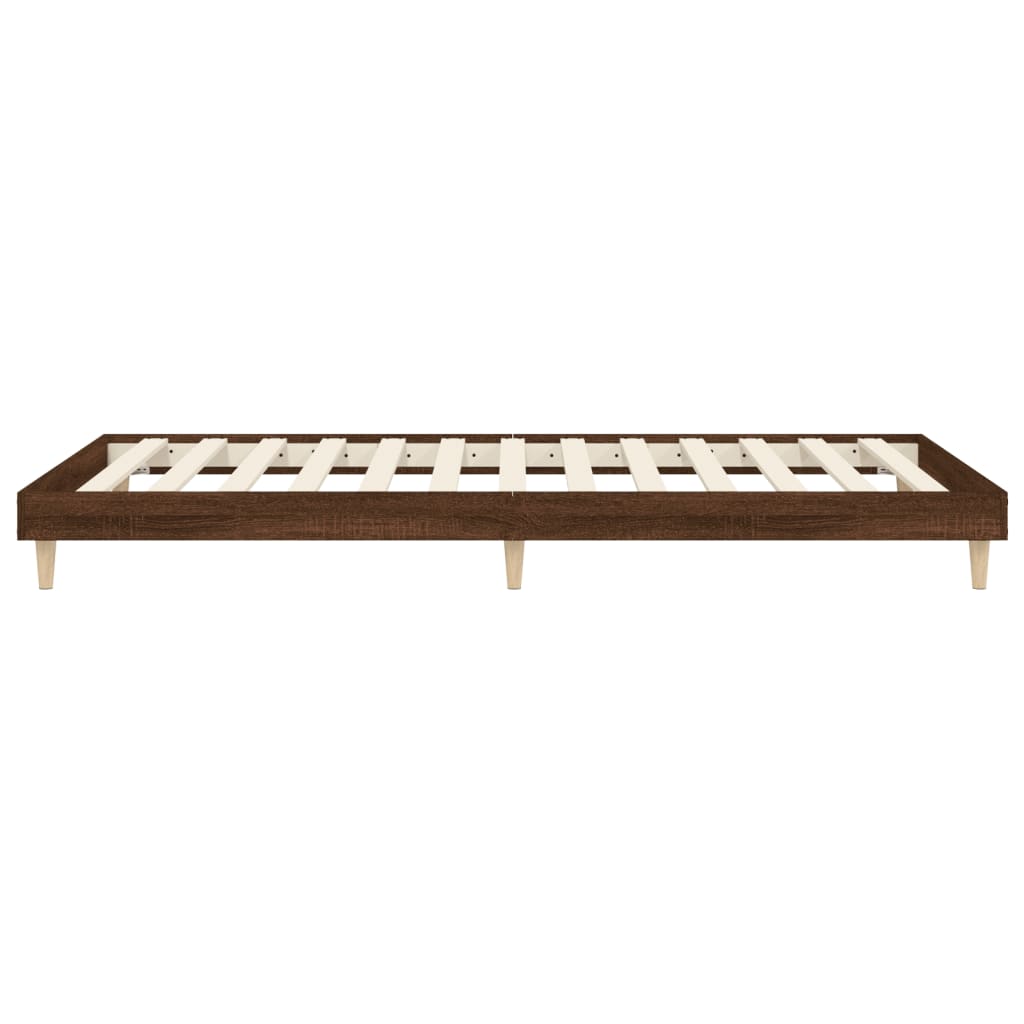 Brown Oak Engineered Wood Bed Frame 90x200 cm - No Mattress Included