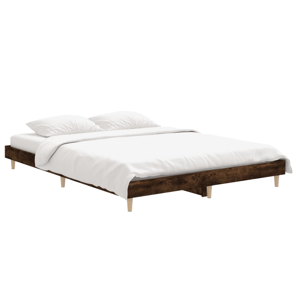 Smoked Oak Double Bed Frame 135x190 cm - No Mattress Included