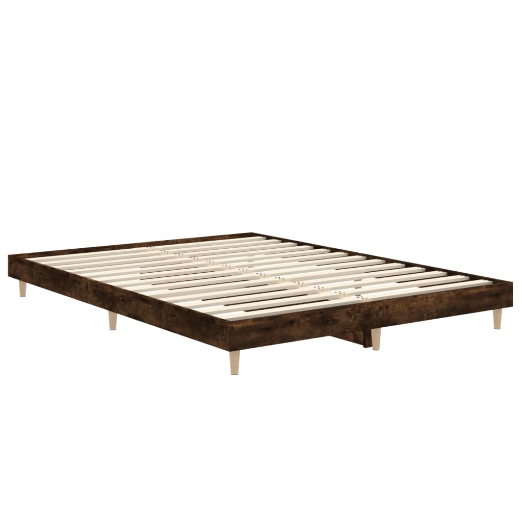Smoked Oak Double Bed Frame 135x190 cm - No Mattress Included