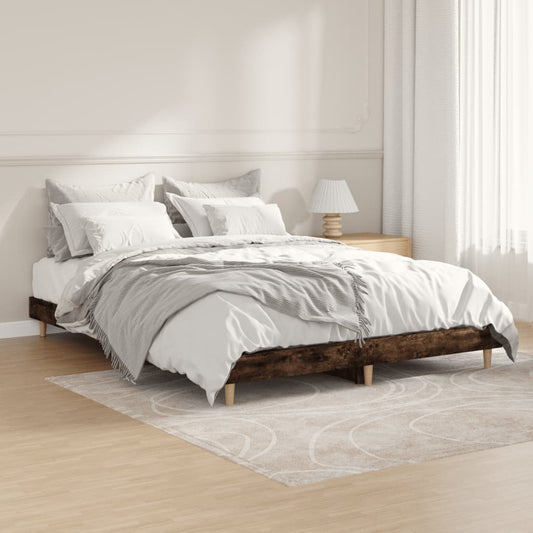 Smoked Oak Double Bed Frame 135x190 cm - No Mattress Included