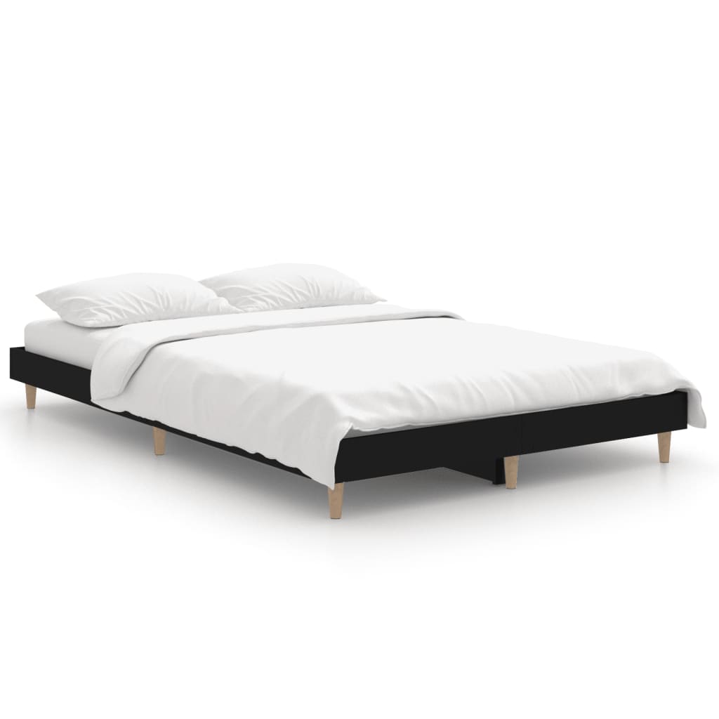 Black Engineered Wood Bed Frame 120x190cm Small Double Size