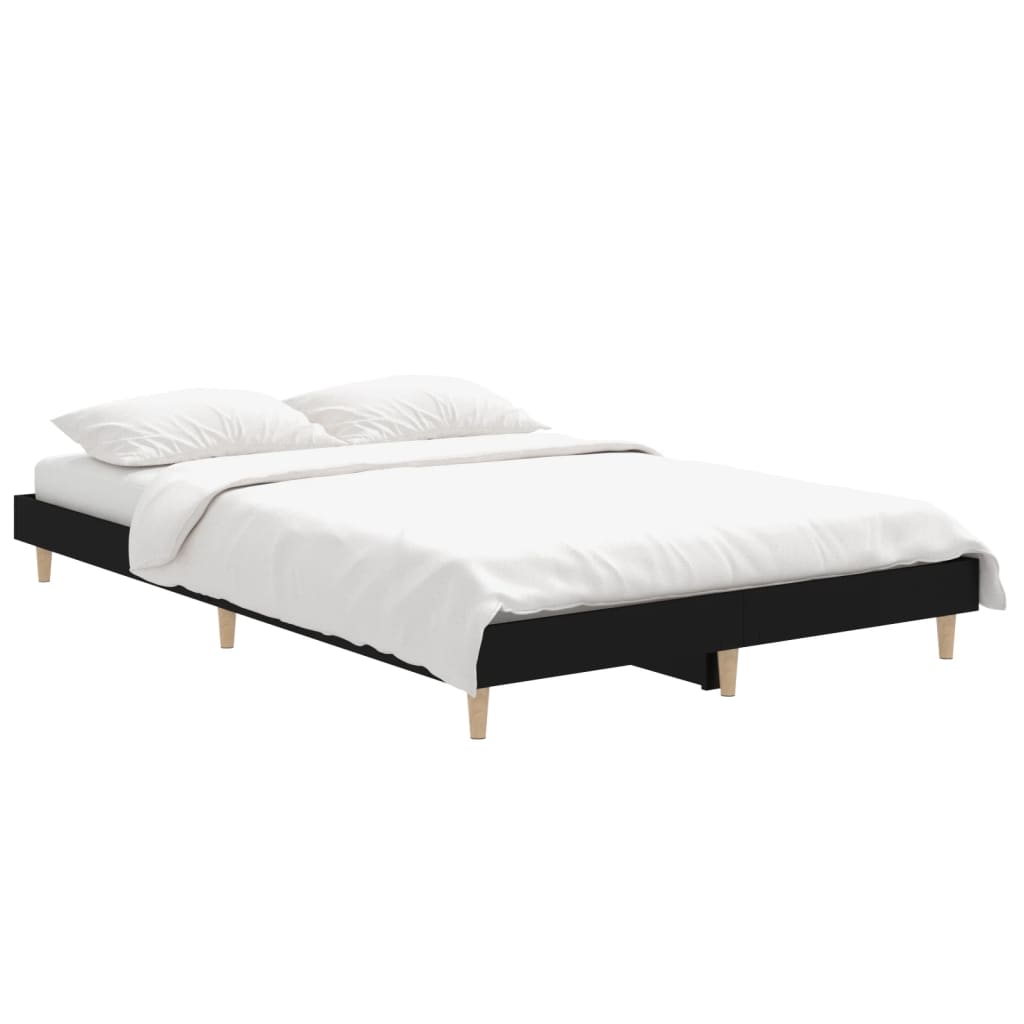 Black Engineered Wood Bed Frame 120x190cm Small Double Size