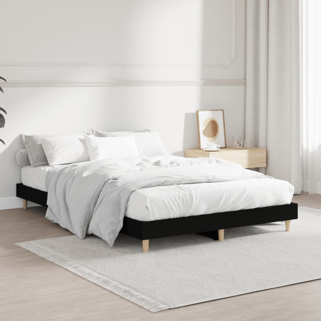 Black Engineered Wood Bed Frame 120x190cm Small Double Size
