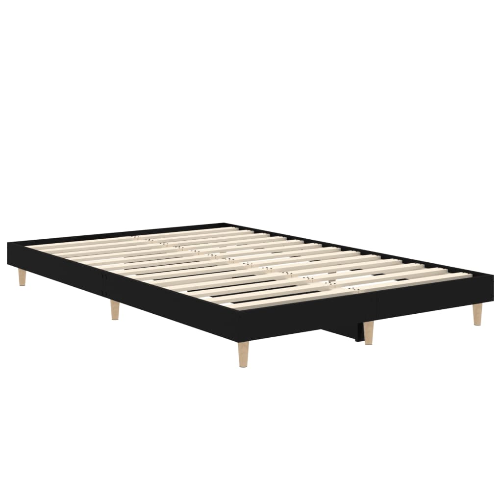 Black Engineered Wood Bed Frame 120x190cm Small Double Size