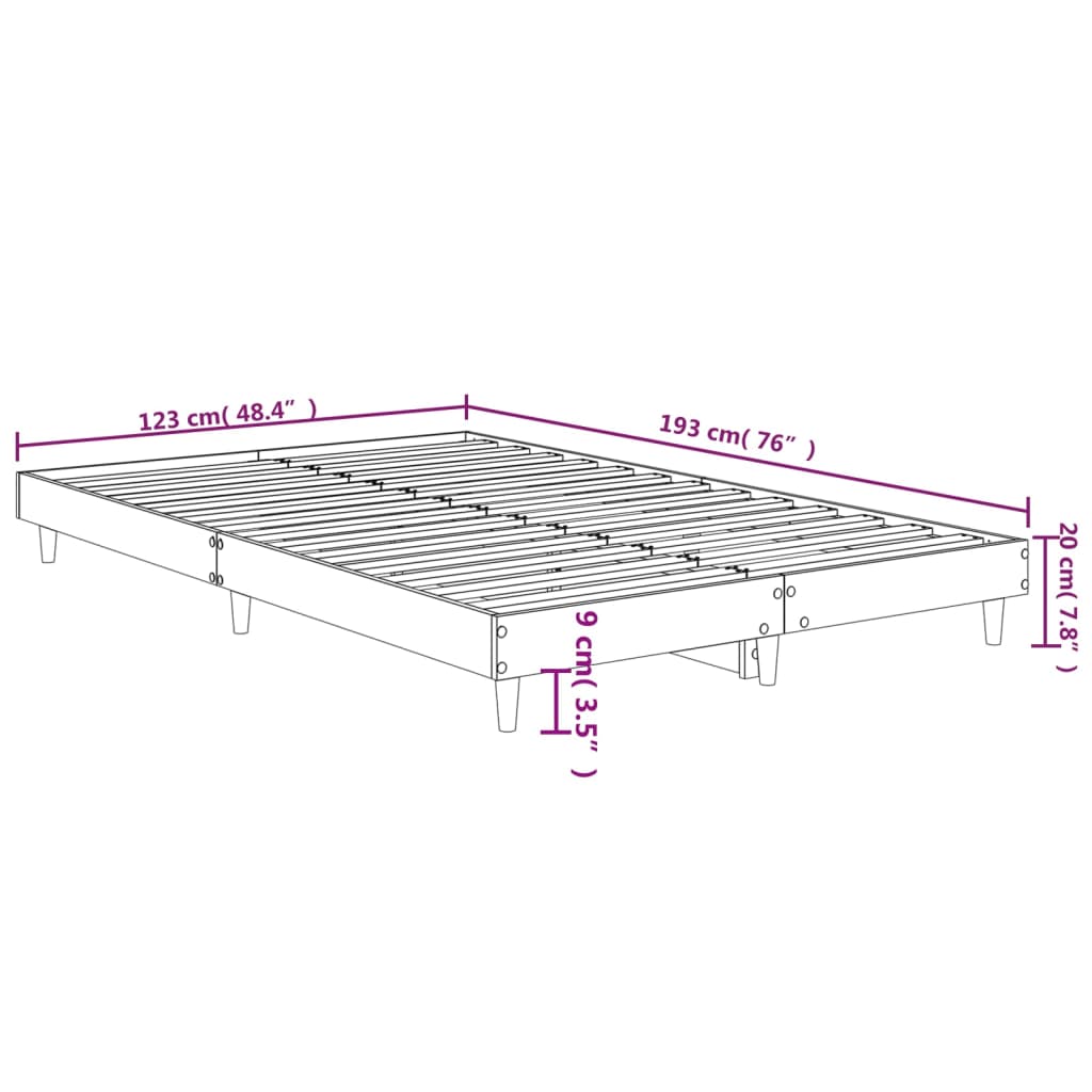 Black Engineered Wood Bed Frame 120x190cm Small Double Size