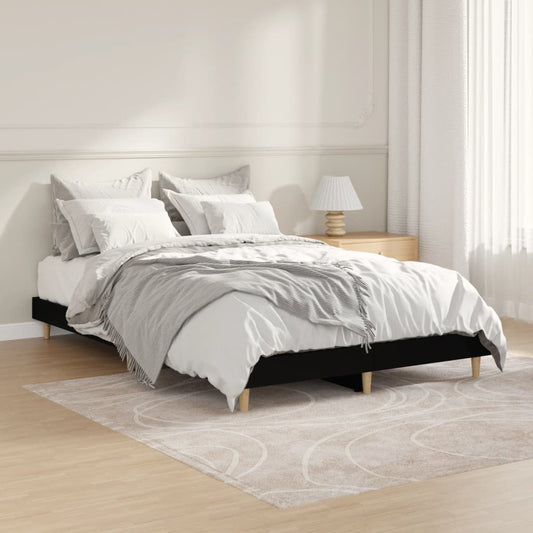 Black Engineered Wood Bed Frame 120x190cm Small Double Size