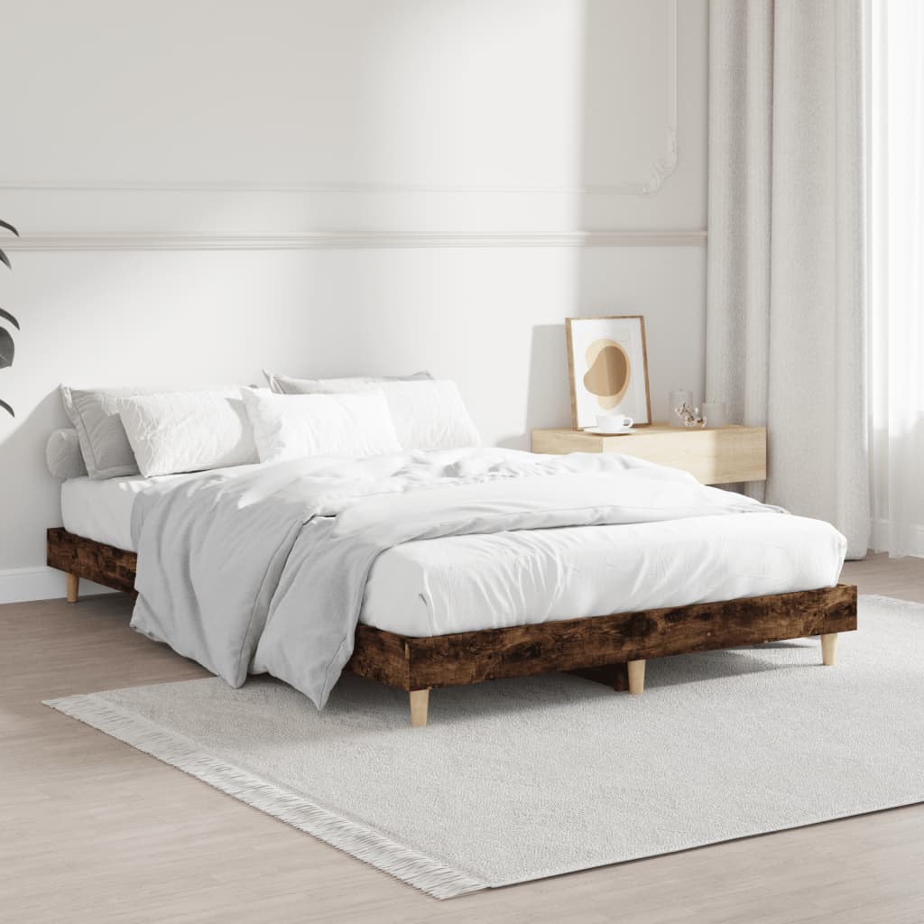 Smoked Oak Small Double Bed Frame 120x190 cm - No Mattress Included