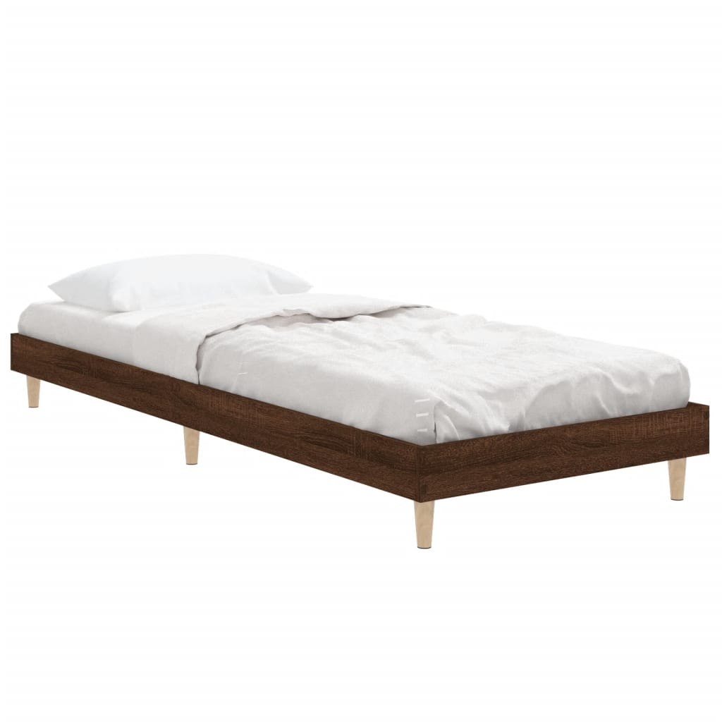 Small Single Brown Oak Bed Frame 75x190 cm - Engineered Wood