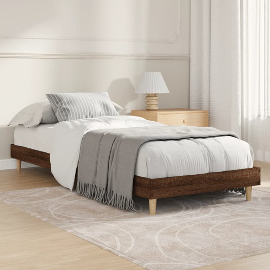 Small Single Brown Oak Bed Frame 75x190 cm - Engineered Wood