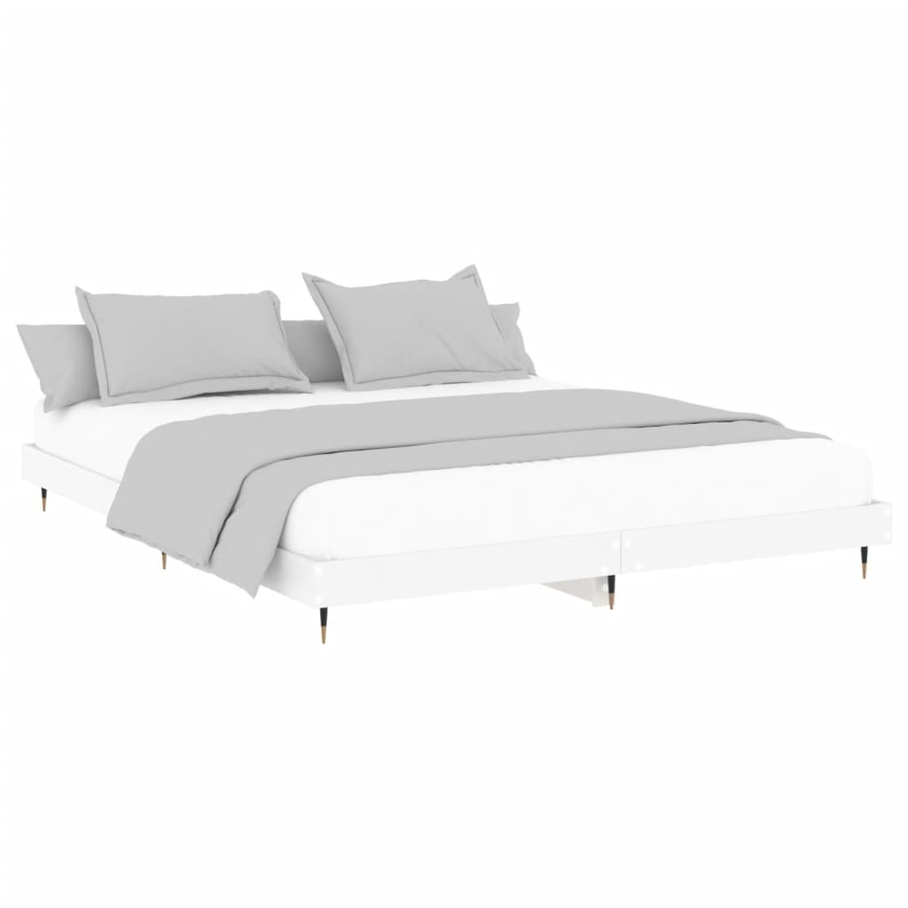 White Engineered Wood Bed Frame 200x200 cm - No Mattress Included