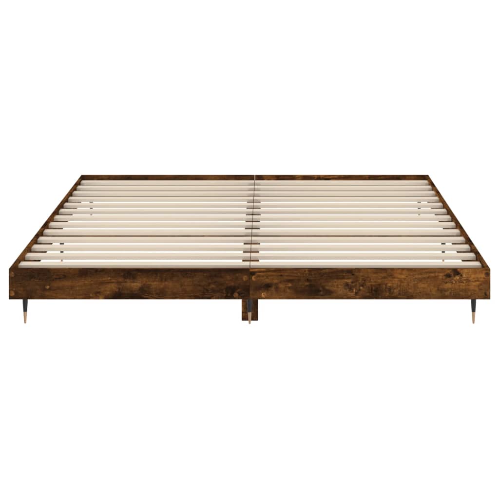 Smoked Oak Bed Frame 200x200 cm - Engineered Wood, No Mattress