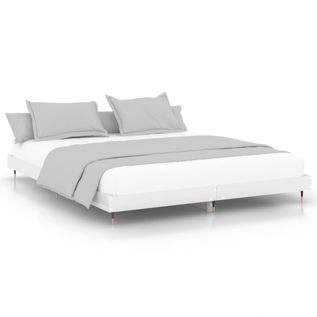High Gloss White Super King Bed Frame 180x200 cm - Modern Design