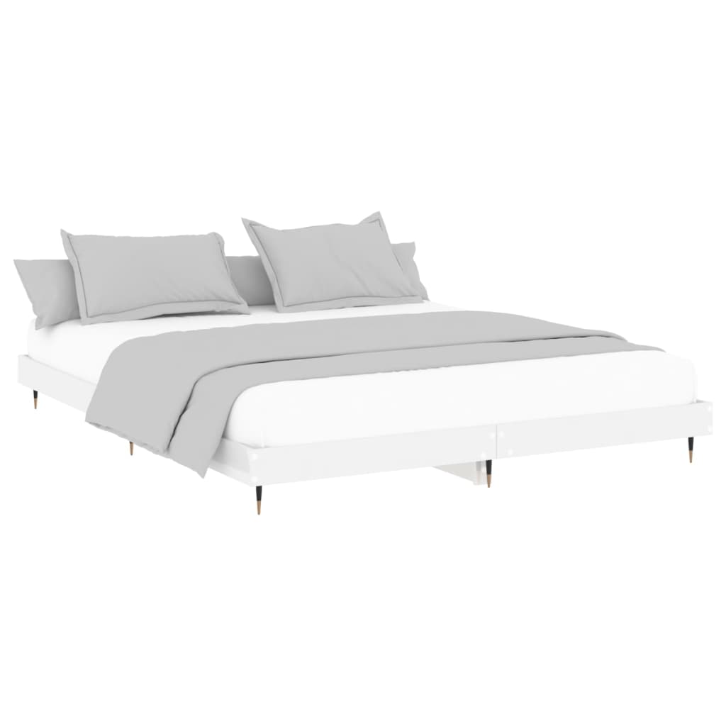 High Gloss White Super King Bed Frame 180x200 cm - Modern Design