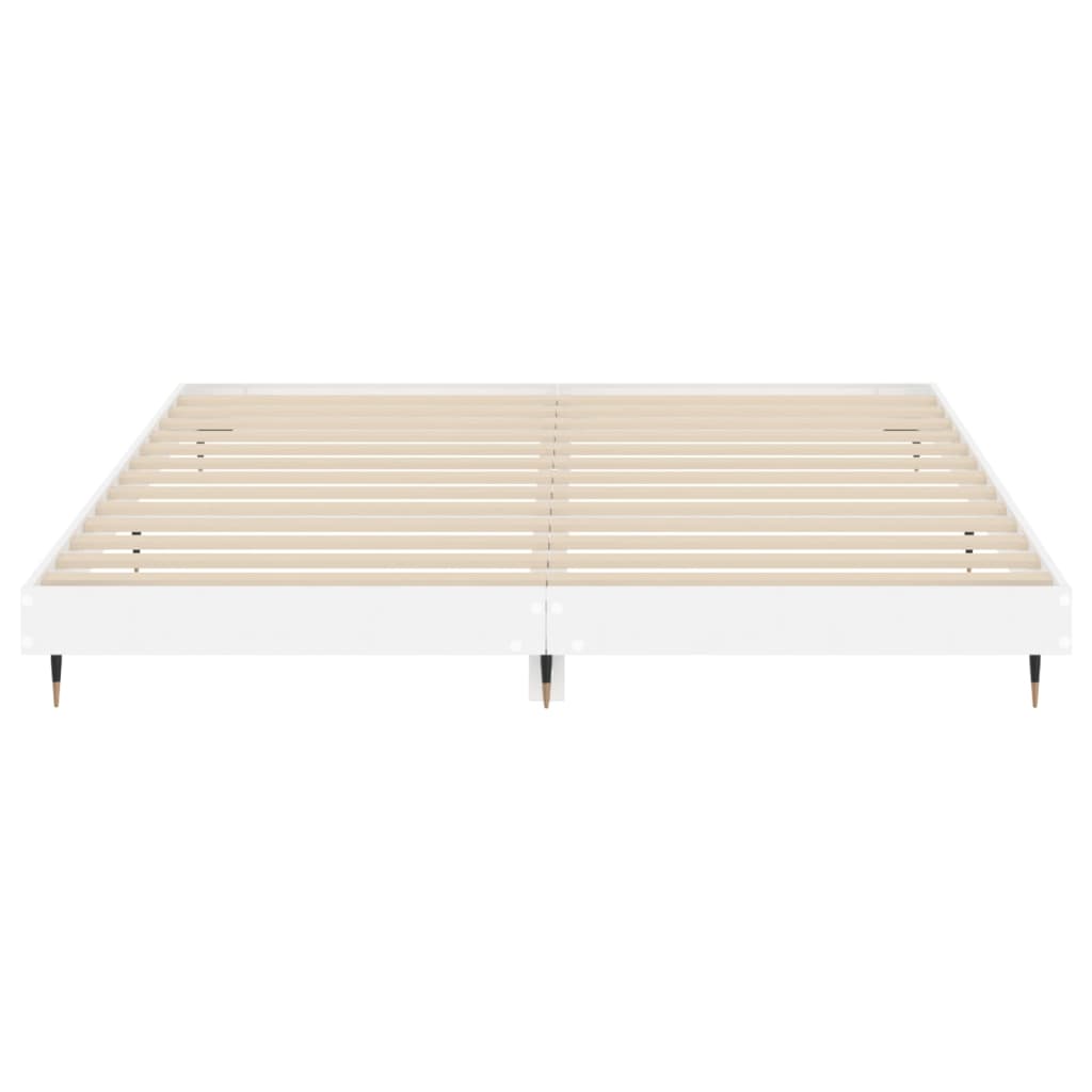 High Gloss White Super King Bed Frame 180x200 cm - Modern Design
