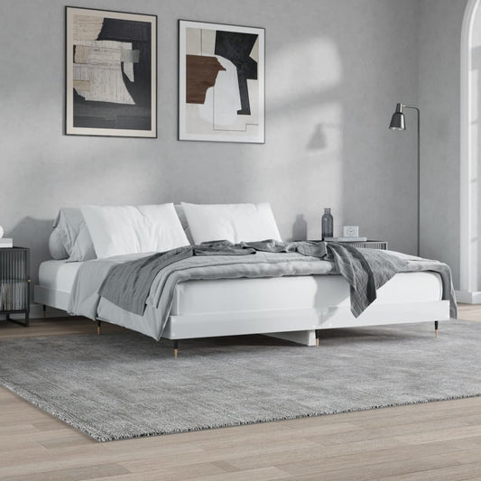 High Gloss White Super King Bed Frame 180x200 cm - Modern Design