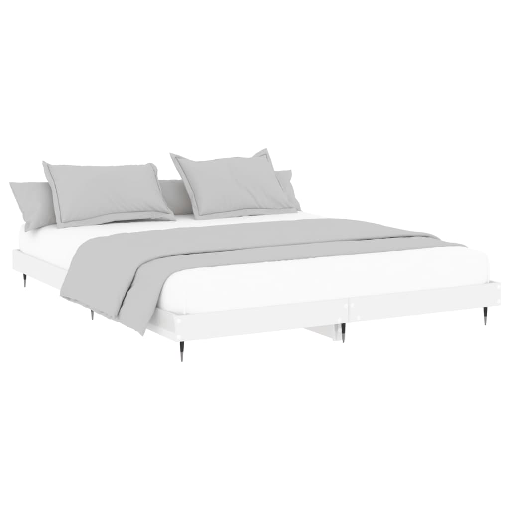 High Gloss White Bed Frame 140x200 cm - Elegant & Sturdy Design