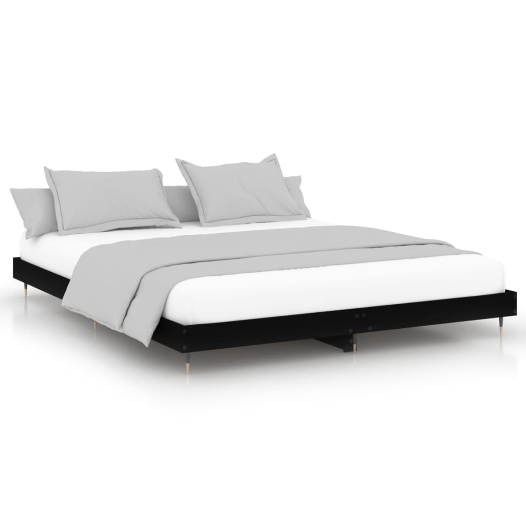 Black Engineered Wood Bed Frame - 120x200 cm (Mattress Not Included)