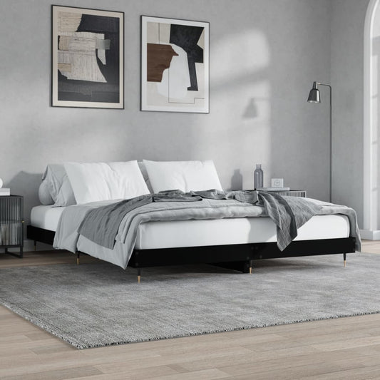 Black Engineered Wood Bed Frame - 120x200 cm (Mattress Not Included)