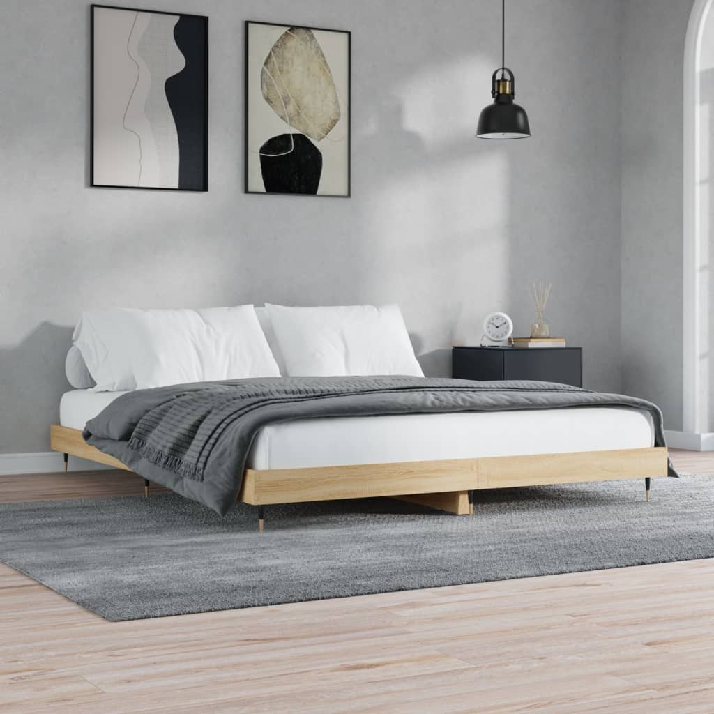 Sonoma Oak Engineered Wood Bed Frame 120x200 cm - No Mattress