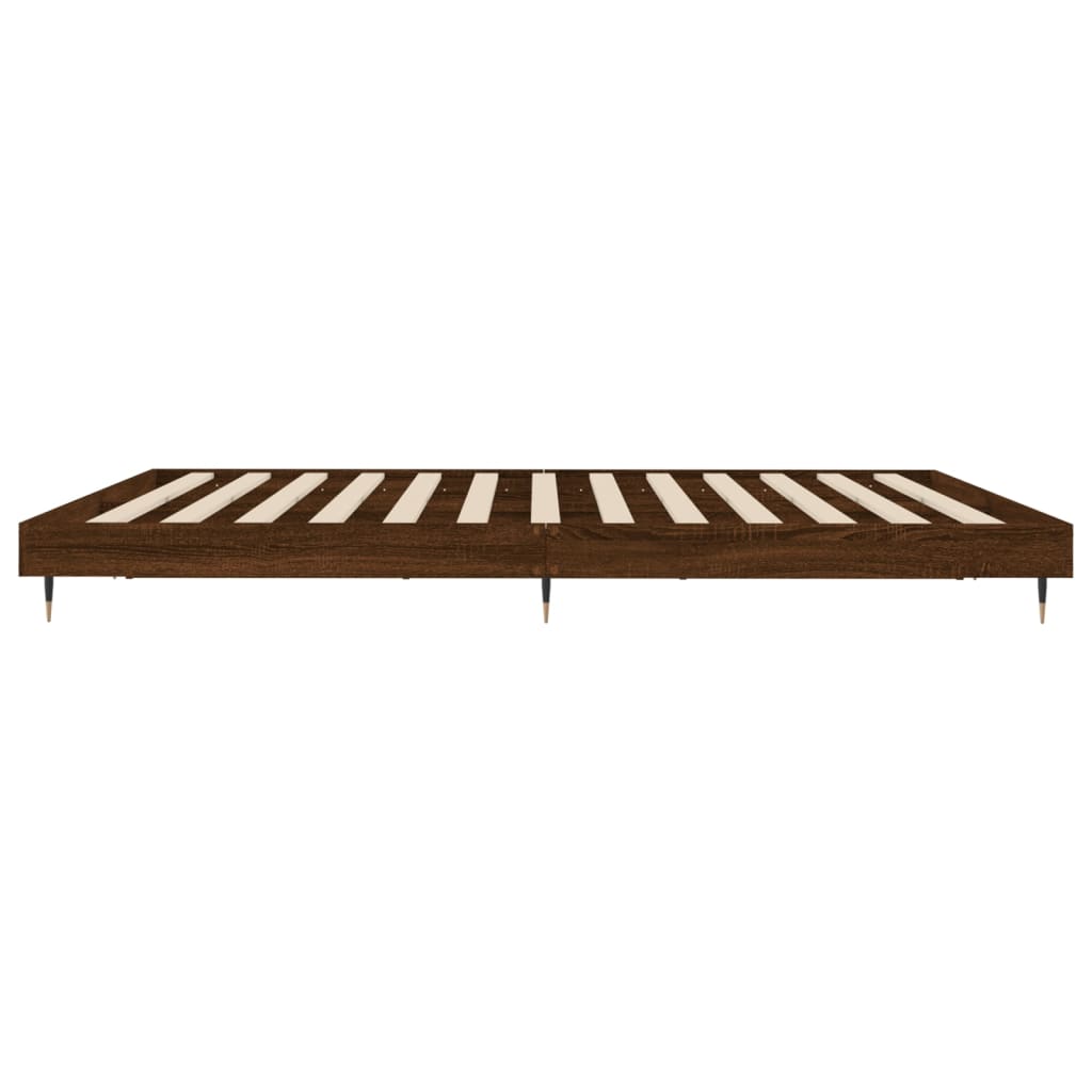 Brown Oak Bed Frame 120x200 cm - Engineered Wood, No Mattress Included