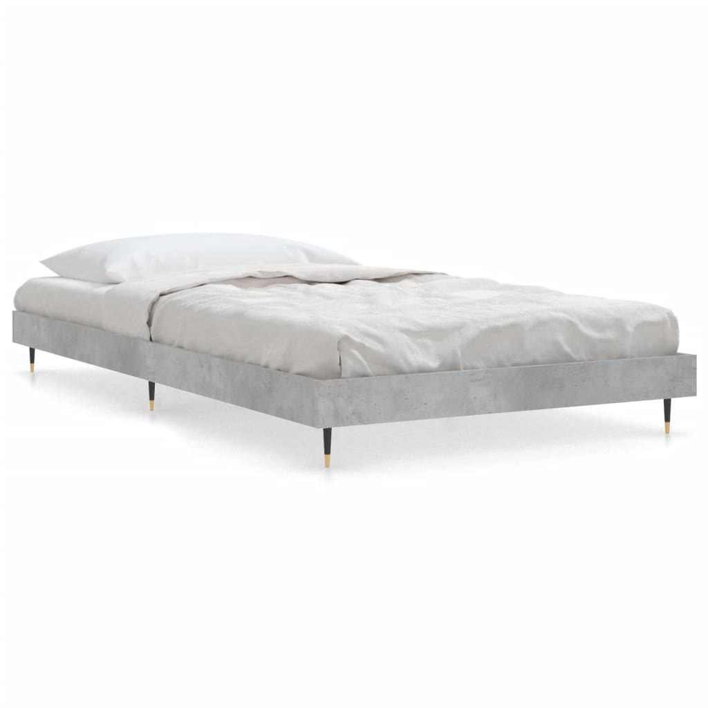 Concrete Grey Bed Frame 100x200 cm - Sturdy Steel Design