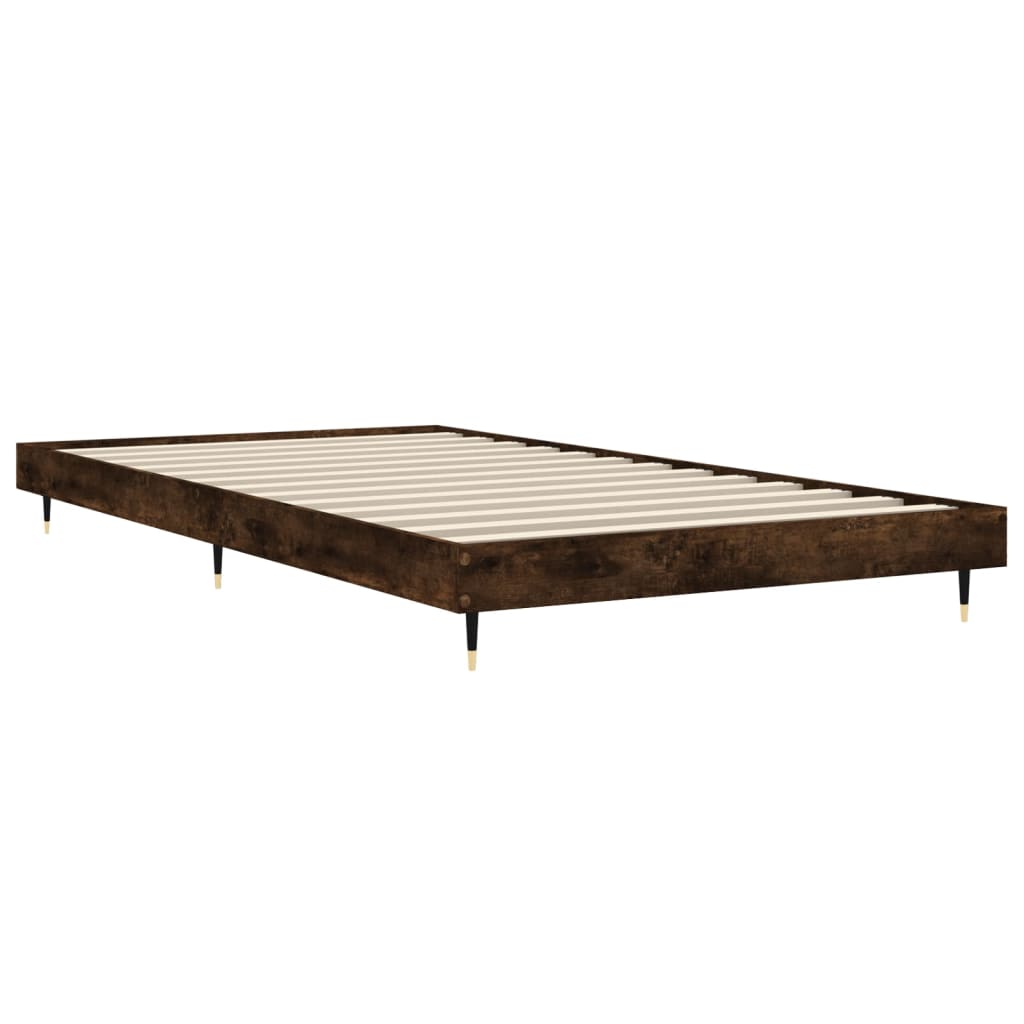 Smoked Oak Bed Frame 100x200 cm - Engineered Wood (No Mattress)