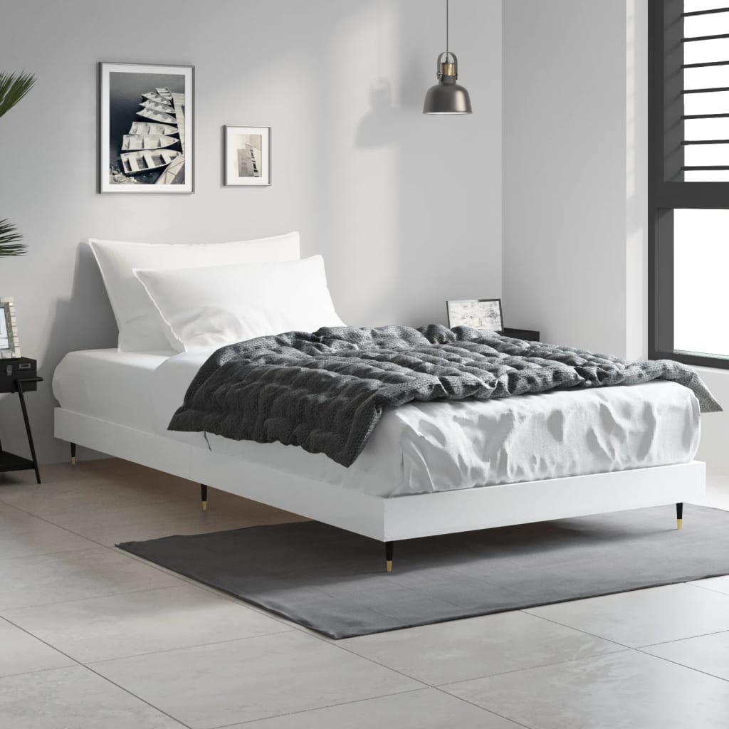 White Engineered Wood Bed Frame 90x200 cm (No Mattress)