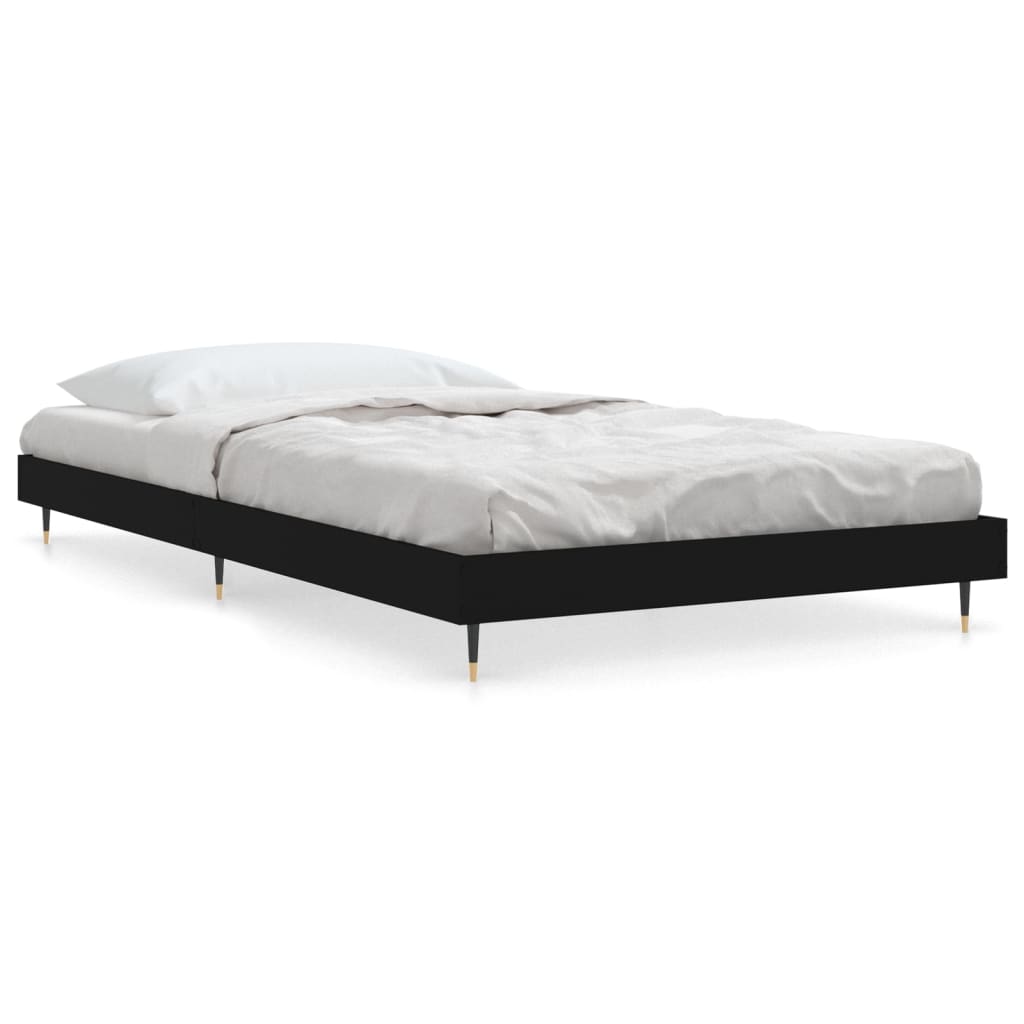 Black Engineered Wood Bed Frame 90x200 cm - No Mattress Included