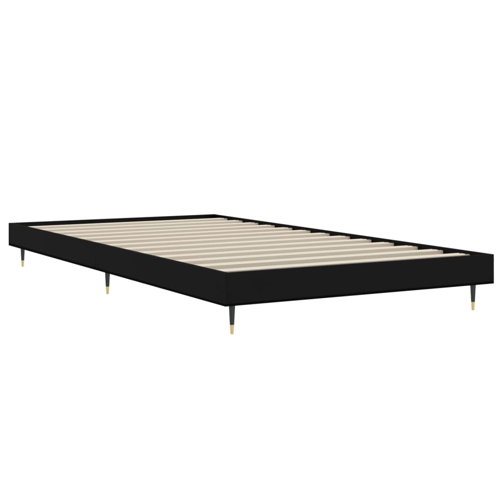 Black Engineered Wood Bed Frame 90x200 cm - No Mattress Included