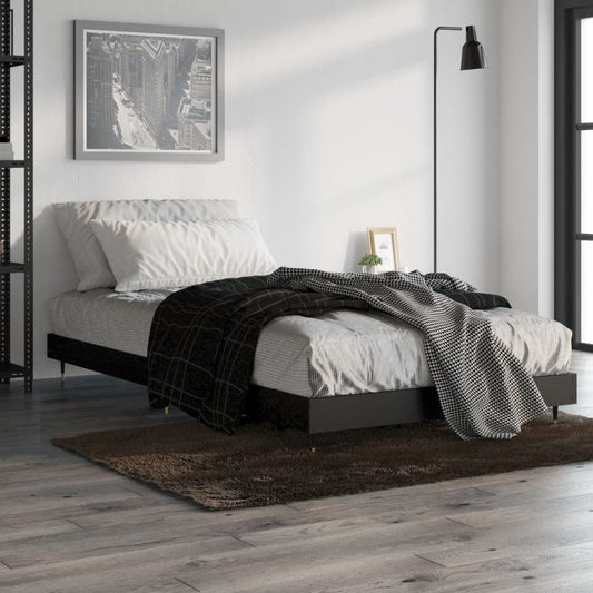 Black Engineered Wood Bed Frame 90x200 cm - No Mattress Included