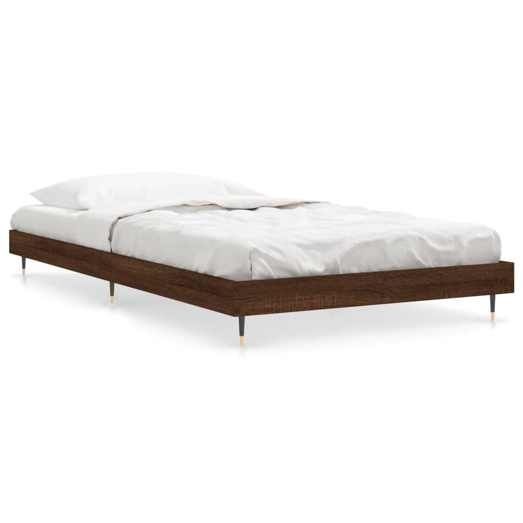 Brown Oak Engineered Wood Bed Frame 90x200 cm - No Mattress Included