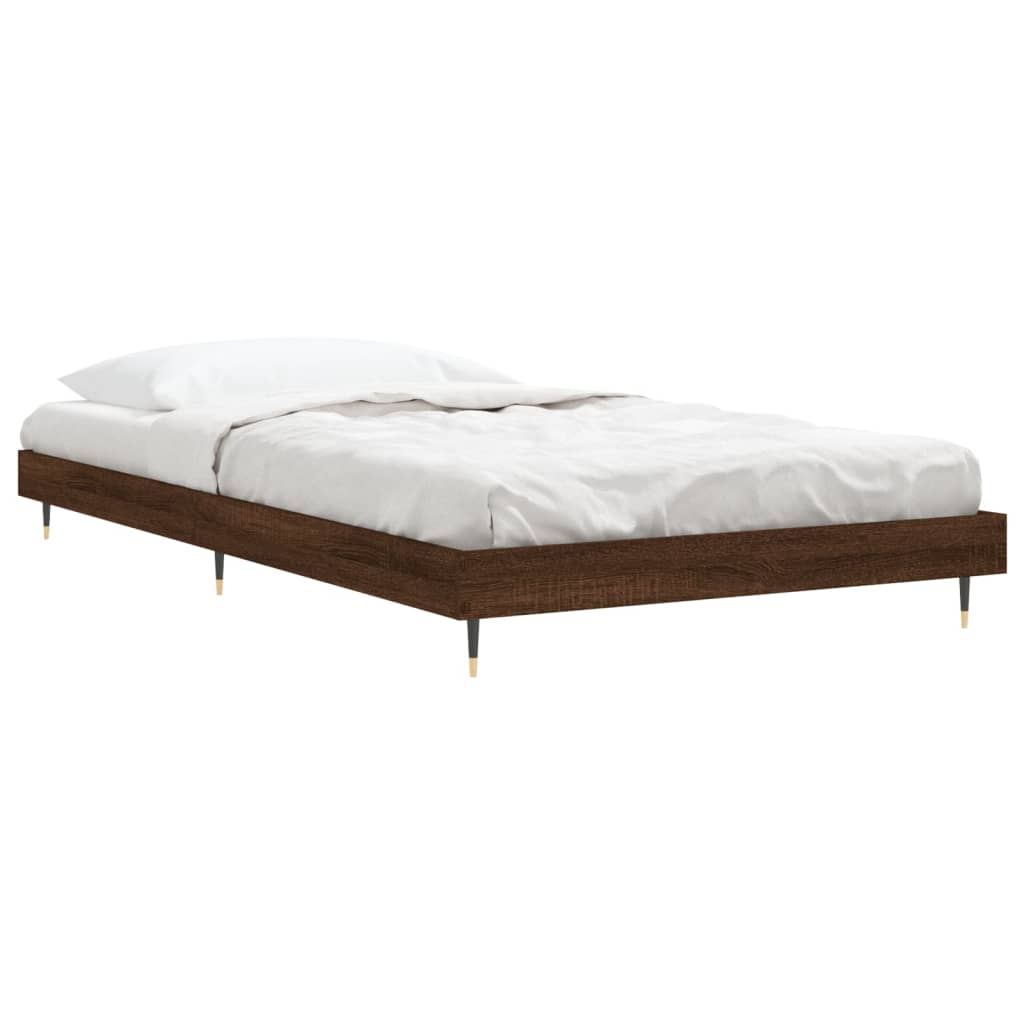 Brown Oak Engineered Wood Bed Frame 90x200 cm - No Mattress Included