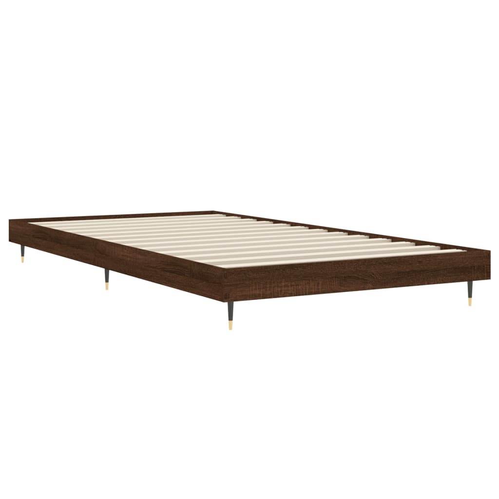 Brown Oak Engineered Wood Bed Frame 90x200 cm - No Mattress Included