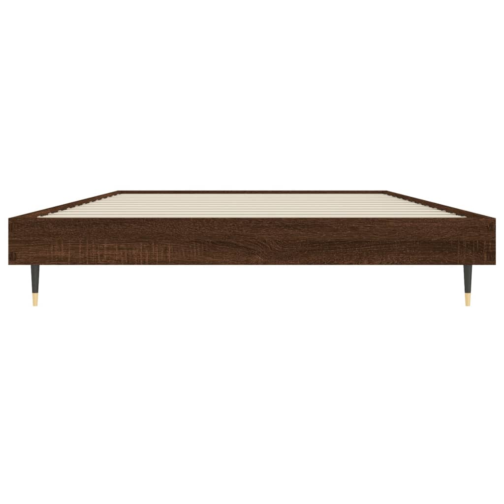 Brown Oak Engineered Wood Bed Frame 90x200 cm - No Mattress Included