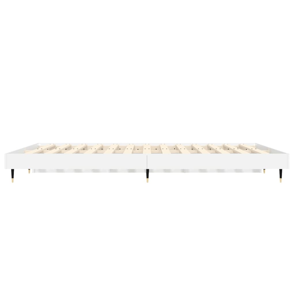 High Gloss White Double Bed Frame 135x190 cm, Modern Design