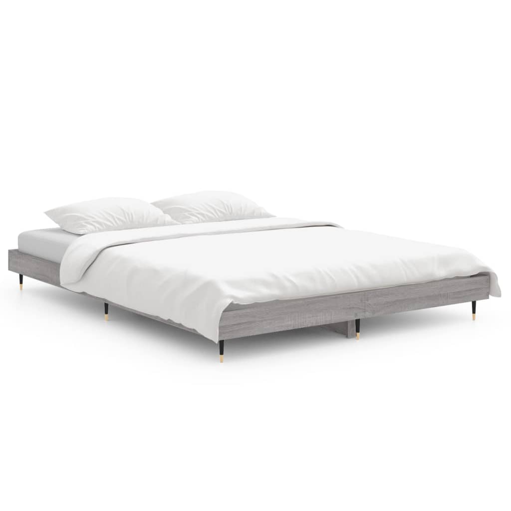 Grey Sonoma Double Bed Frame 135x190 cm - Engineered Wood Design