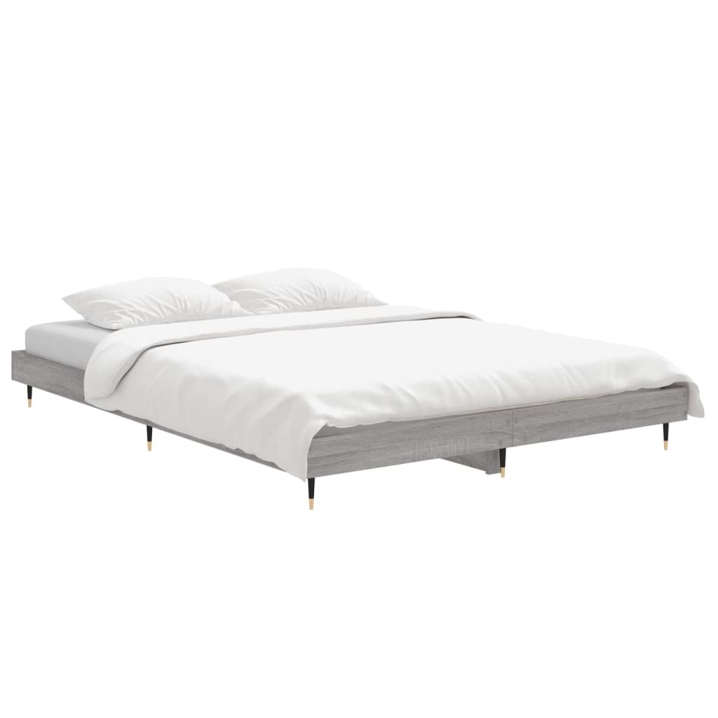 Grey Sonoma Double Bed Frame 135x190 cm - Engineered Wood Design