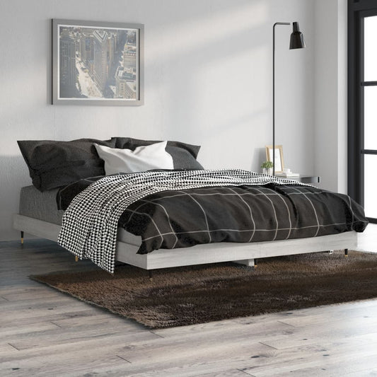 Grey Sonoma Double Bed Frame 135x190 cm - Engineered Wood Design