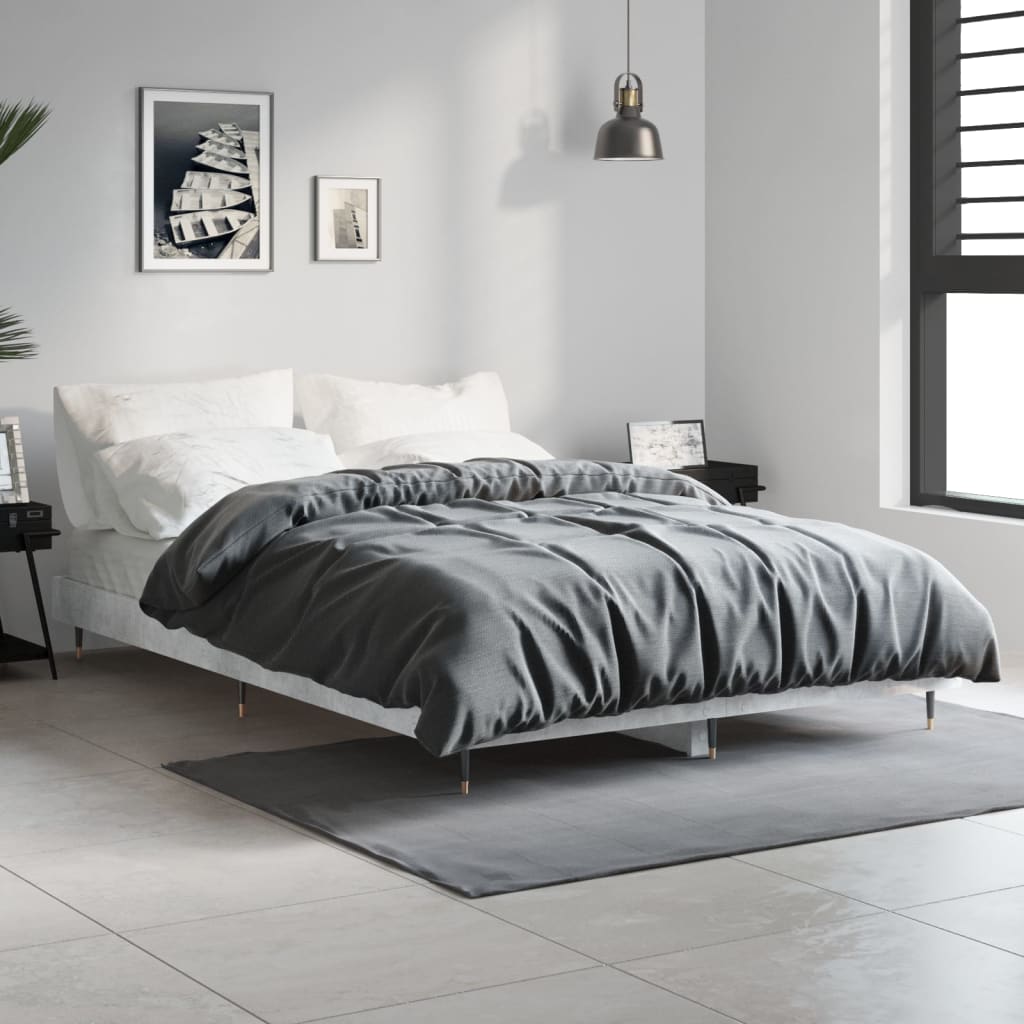 Concrete Grey Small Double Bed Frame 120x190 cm - No Mattress