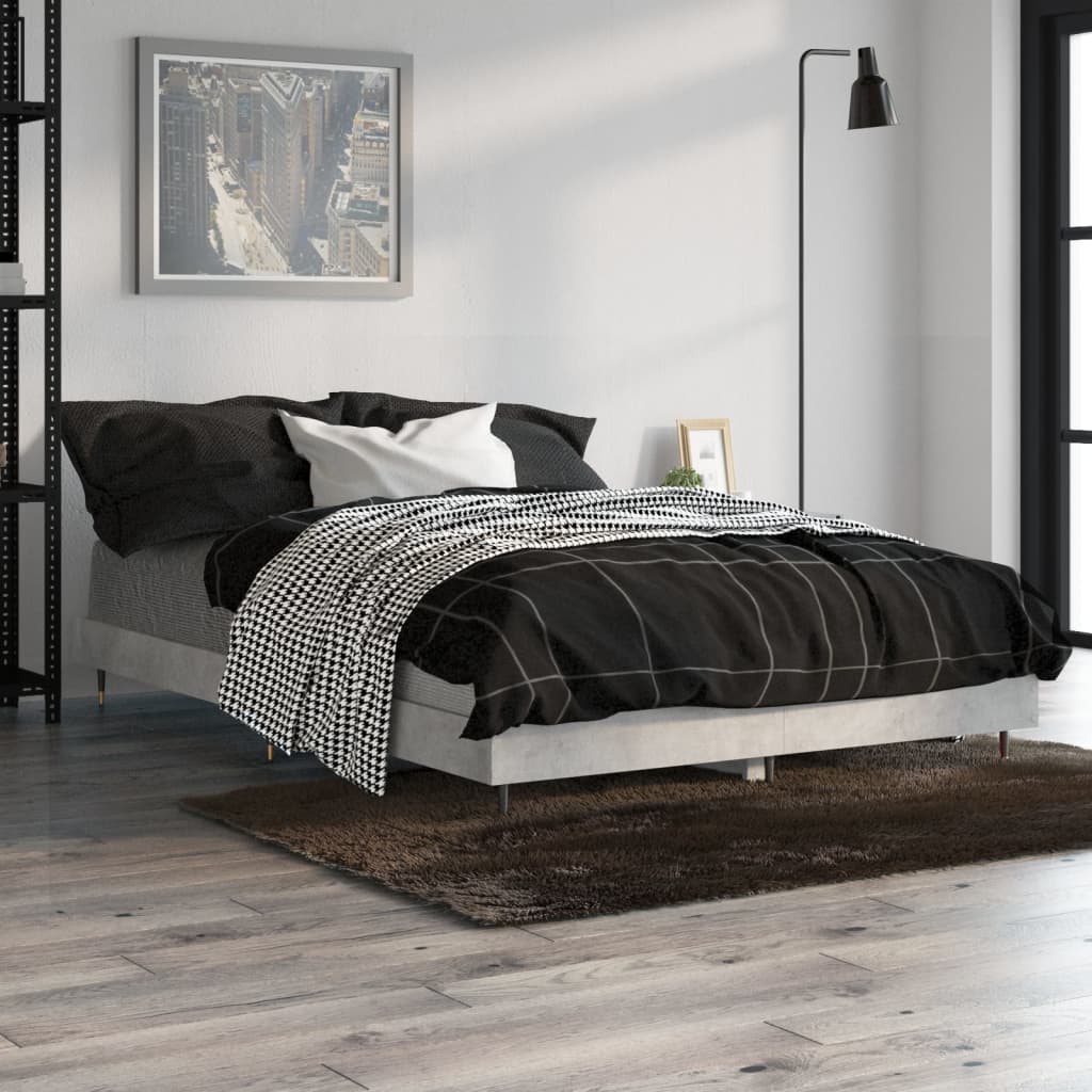 Concrete Grey Small Double Bed Frame 120x190 cm - No Mattress