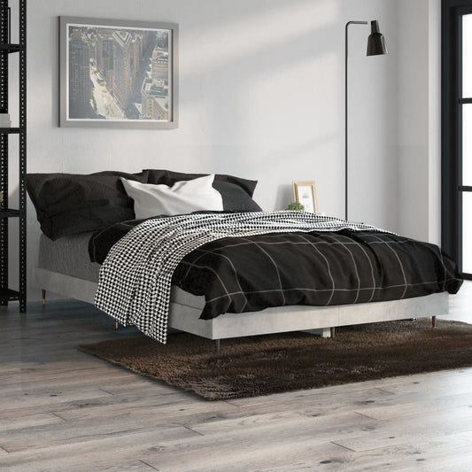 Concrete Grey Small Double Bed Frame 120x190 cm - No Mattress