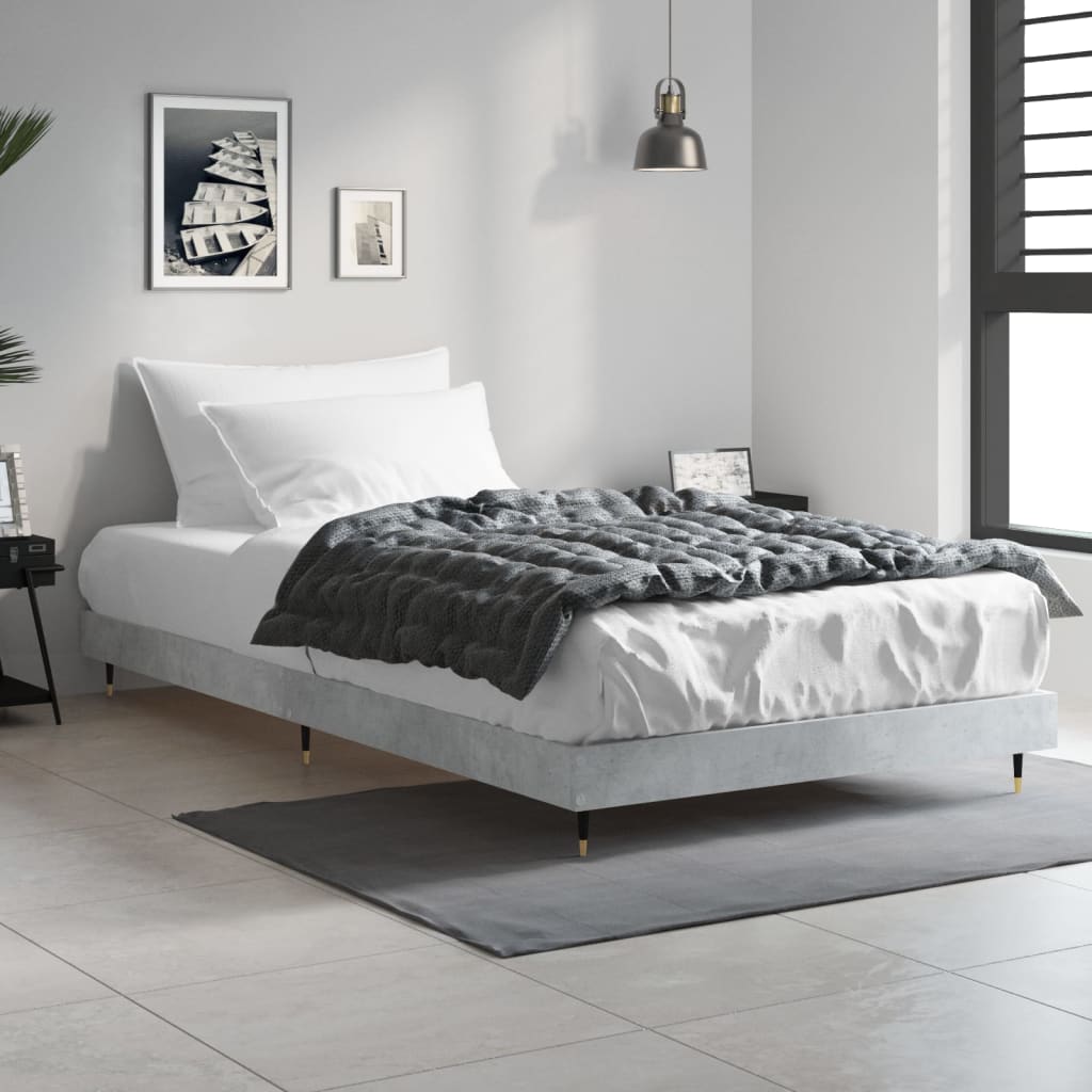 Concrete Grey Single Bed Frame 90x190 cm - Modern & Sturdy Design