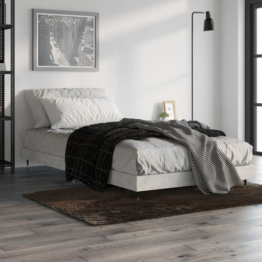 Concrete Grey Single Bed Frame 90x190 cm - Modern & Sturdy Design