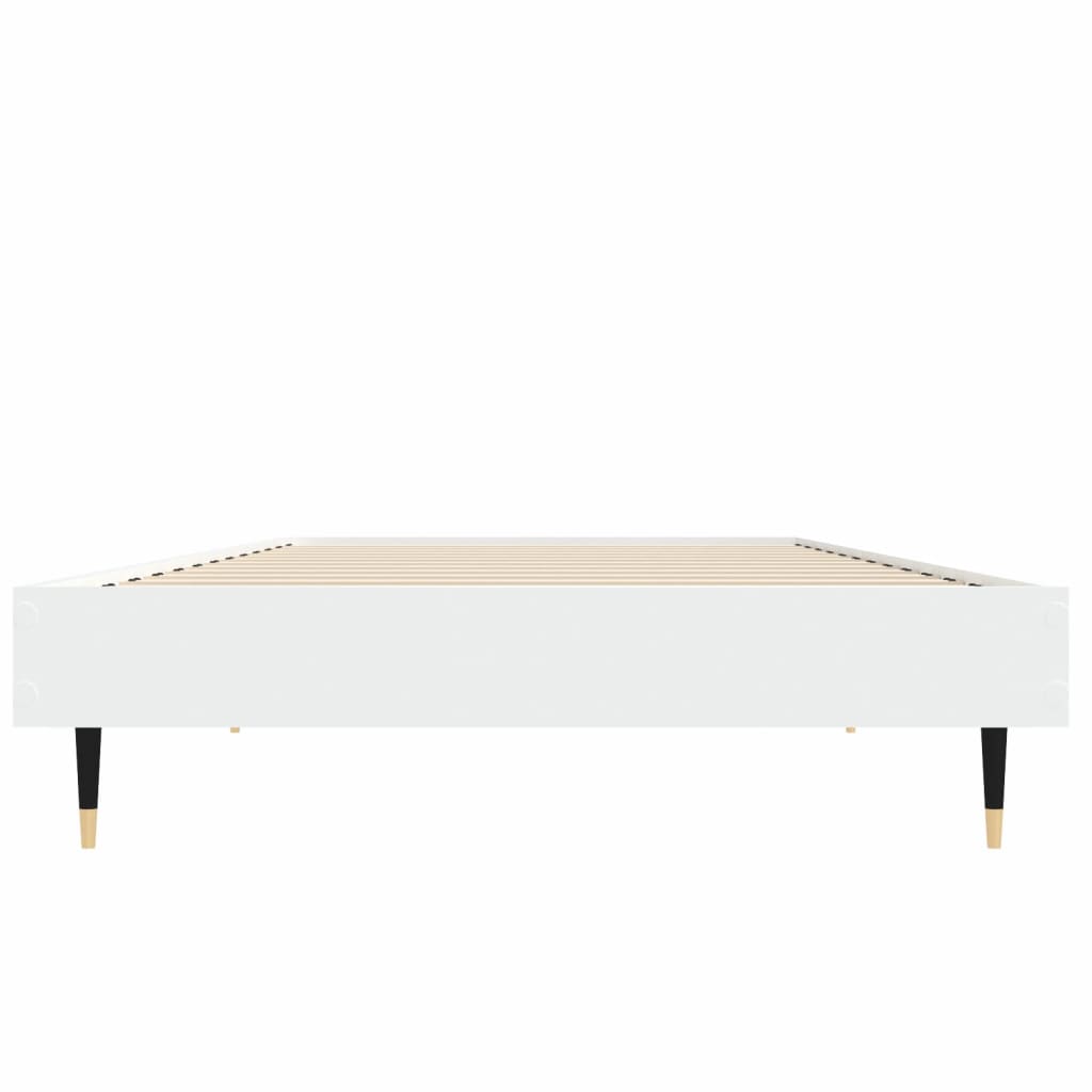 Small Single Bed Frame 75x190 cm White Engineered Wood
