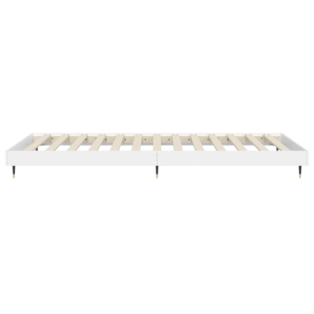 Small Single Bed Frame 75x190 cm White Engineered Wood