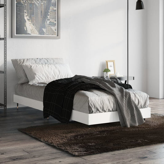 Small Single Bed Frame 75x190 cm White Engineered Wood