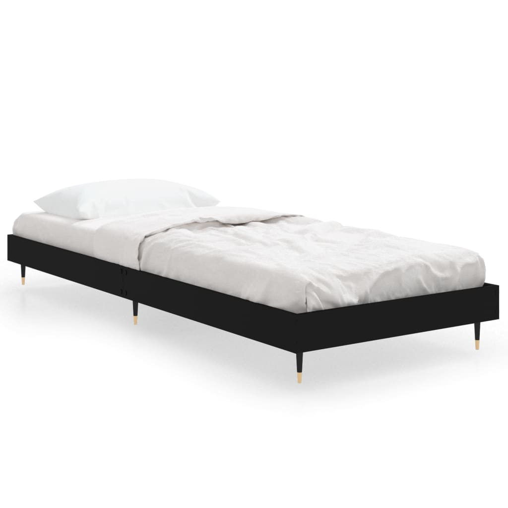 Black Engineered Wood Bed Frame, 75x190cm, Small Single, No Mattress