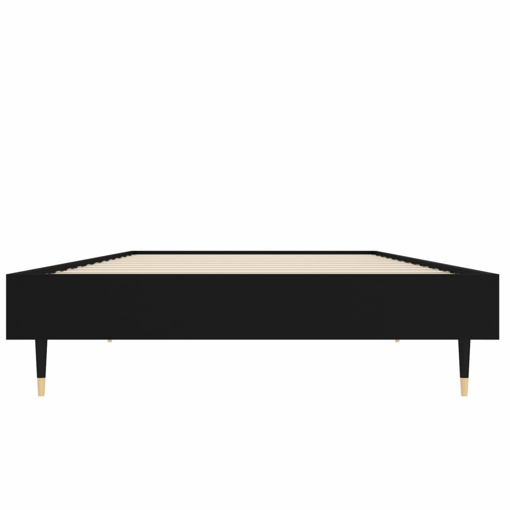 Black Engineered Wood Bed Frame, 75x190cm, Small Single, No Mattress