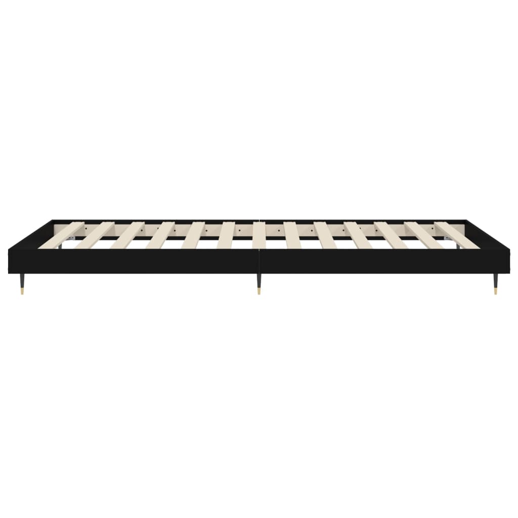 Black Engineered Wood Bed Frame, 75x190cm, Small Single, No Mattress