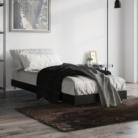 Black Engineered Wood Bed Frame, 75x190cm, Small Single, No Mattress